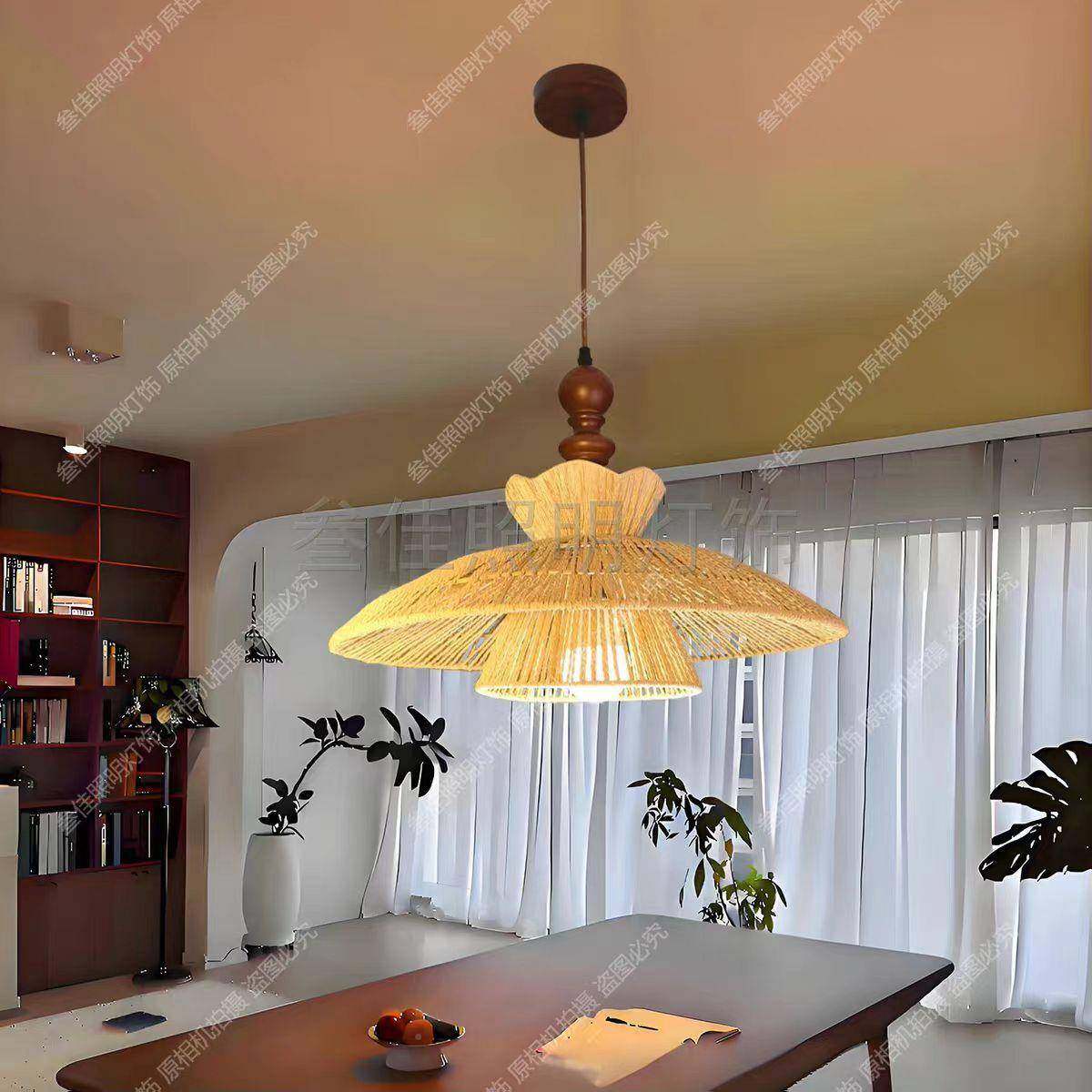 新中9374式茶室餐厅房吊灯客厅中古灯榻创榻意米书玄关藤编吊灯吧,家装灯饰光源,智能吊灯,淘宝优惠券,粉丝福利购,淘宝优惠卷