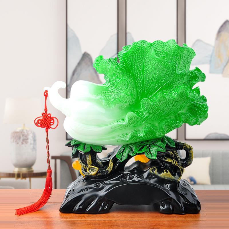 财福玉白菜摆纳件()客招财纳福厅酒柜家招居摆件办公树脂工艺品