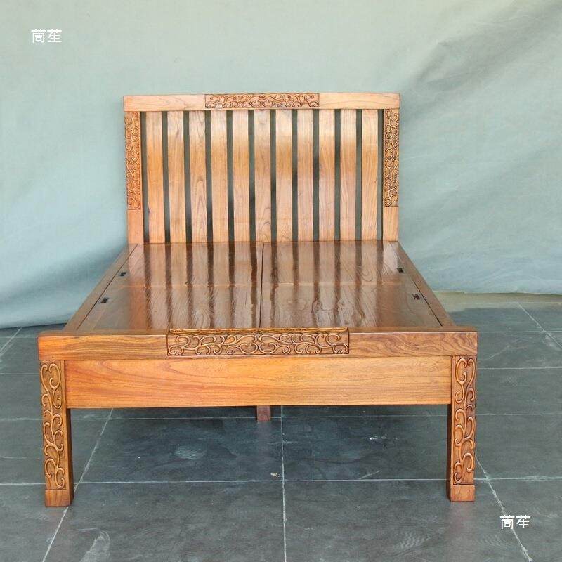 现BD272-1D中式实木单人床原木家具B272-1中式代老榆木新1米2单人