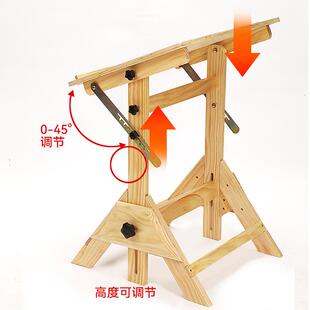 实木美术绘图桌降绘画升工作台可调高教室节课桌椅斜面830可设计