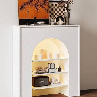 法式壁炉装饰柜奶油风客厅玄关柜沙发边柜展示柜直播间拍照背景