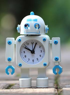 握金机器人闹钟学生用卡通儿童可爱钟静属音AVH闹钟创意笔小闹厂