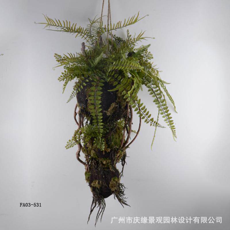 仿草堆真悬挂蕨仙CLE草花艺苔藓枯树人掌假桫椤树热带雨林植丛物