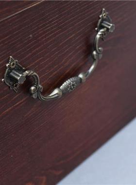 仿古木箱带锁木实大5785号储箱子收纳箱杂物收箱户外车载箱藏文物