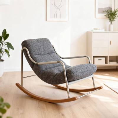 RFV赫辛基摇椅复古轻奢尔厅躺椅阳台可闲睡觉不锈钢摇椅客休单人
