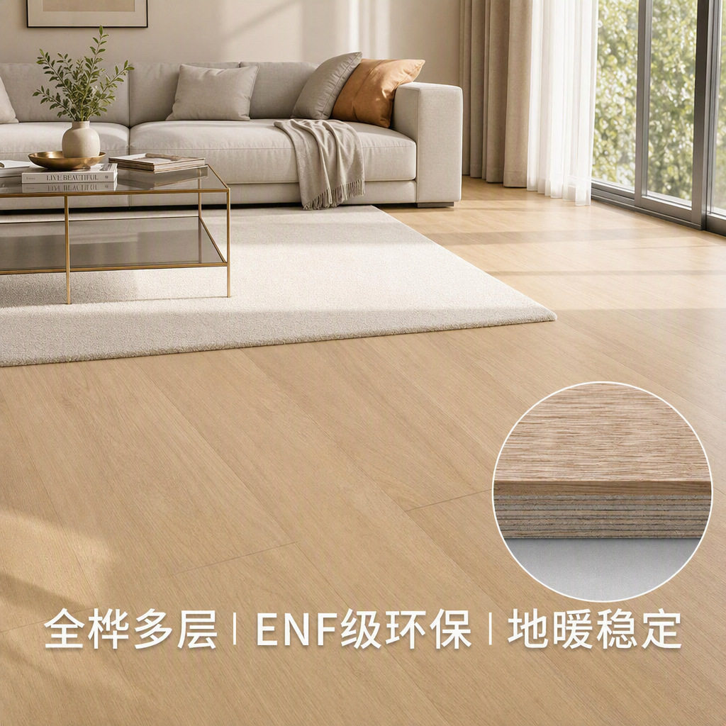 橡木全桦多层实木地板enf环保黑胡桃复合地板地暖家用木地板工厂