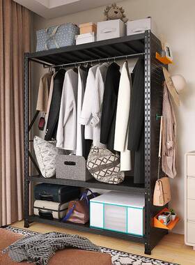 ?放峰阳挂黑色货架衣落架家用卧室出租房金属CIT开式地洞洞板衣架