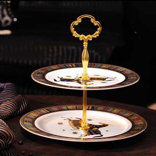 式下西心餐盘双层水果盘英式创欧意午茶点盘托盘XFM蛋糕甜点盘