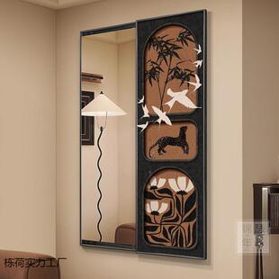 中古风隐藏式栋荷实力全镜穿子衣玄关镜装饰画推拉身壁挂暗藏式隐