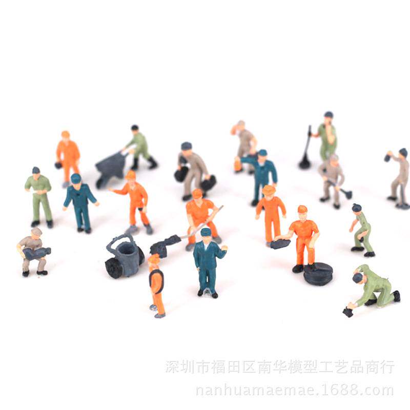 单装彩色铁路工人火车运动人模型沙盘建筑模型树脂摆件2700个一包