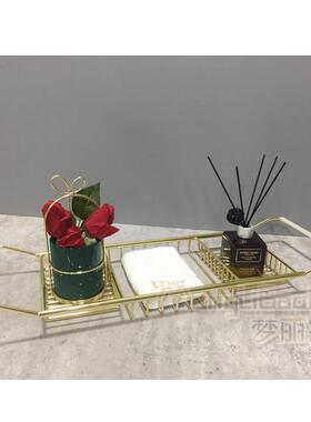 样板房样板间卫生间浴室洗手台花艺香薰装饰品浴缸置物架收纳托盘