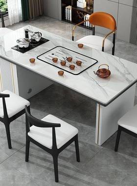 轻奢茶茶几盘一体办公室桌茶岩板茶台现代简约家PXK泡用客厅茶喝