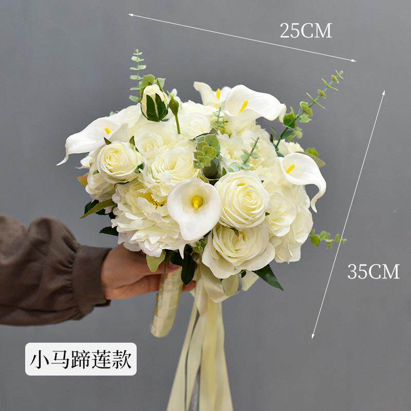 仿新婚款韩领式花束新娘手捧花真花摆件证结GIA摆设婚房插花拍摄