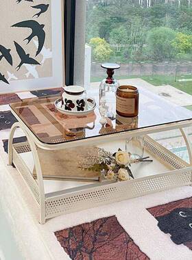 网红油风飘小桌子玻璃小几卧室家用榻榻CMH米床窗上桌学茶习奶小