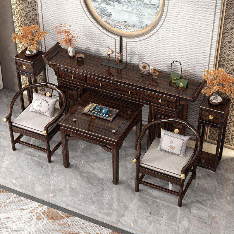 新中式紫金檀神台堂条桌六件实423套八仙桌供桌木供案台佛台香中条