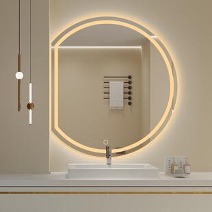 创镜意圆形浴室子洗手间挂触摸高墙清智能除镜感雾应LED无品牌/化