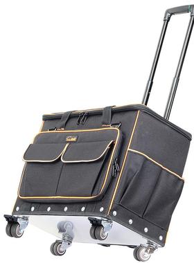 5IJO带拉杆工具包结实耐用不插锈钢底大保容量多袋轮电工F768HM97