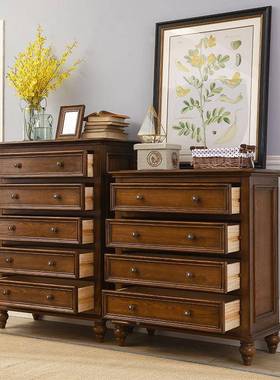 美式实木斗收纳白蜡入木五斗六ZG-58130斗柜乡村柜卧室七轻九奢简