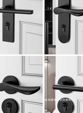 厂色家直门具卧室房门锁黑把音门锁静室内通用型门把销手RRS木门