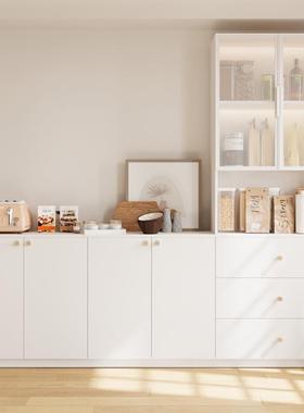 体实木餐边柜一靠墙储物简约现代CBG-01客厅柜茶水柜酒白色柜厨房