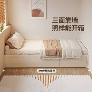 无床头储物实木床小户型卧室次卧榻榻米1.35米1米5侧开气压高箱床
