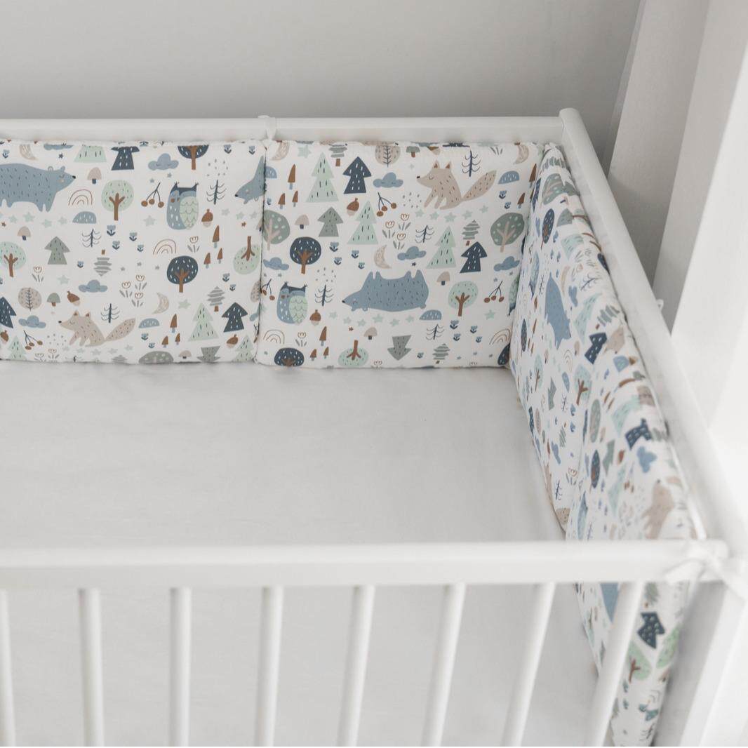 婴儿床围棉防撞自由纯组合床靠棉纯蓝色北*极熊30ZZY30整片洗涤