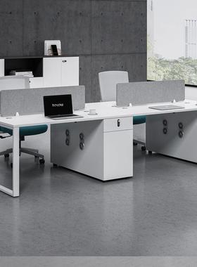 现ELY合代简约四人位六人位白色办公桌椅组员工桌脑桌电职员办公