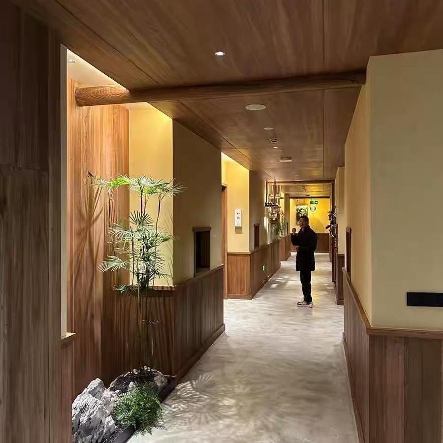 复古老榆木风市化板民宿踏步餐厅面酒店装饰吊顶护墙吧台KSE板超
