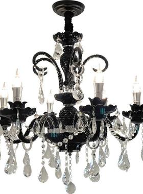 感法式客厅水吊灯灯复QJF古晶灯黑色中古风卧室主灯设计师餐厅具