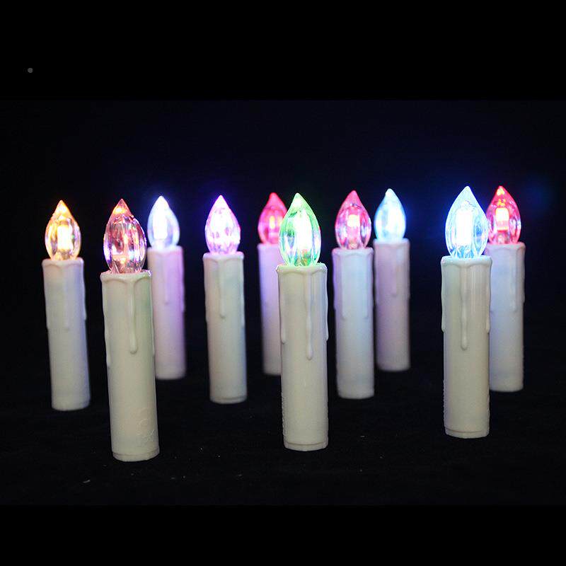 MQN厂家直供诞万圣节派LE蜡D电子蜡烛灯对圣树夹子杆七彩光遥控款