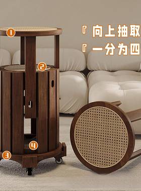 实叠木凳用子家可叠放备用餐桌板54984凳创意圆凳中古风藤编组叠