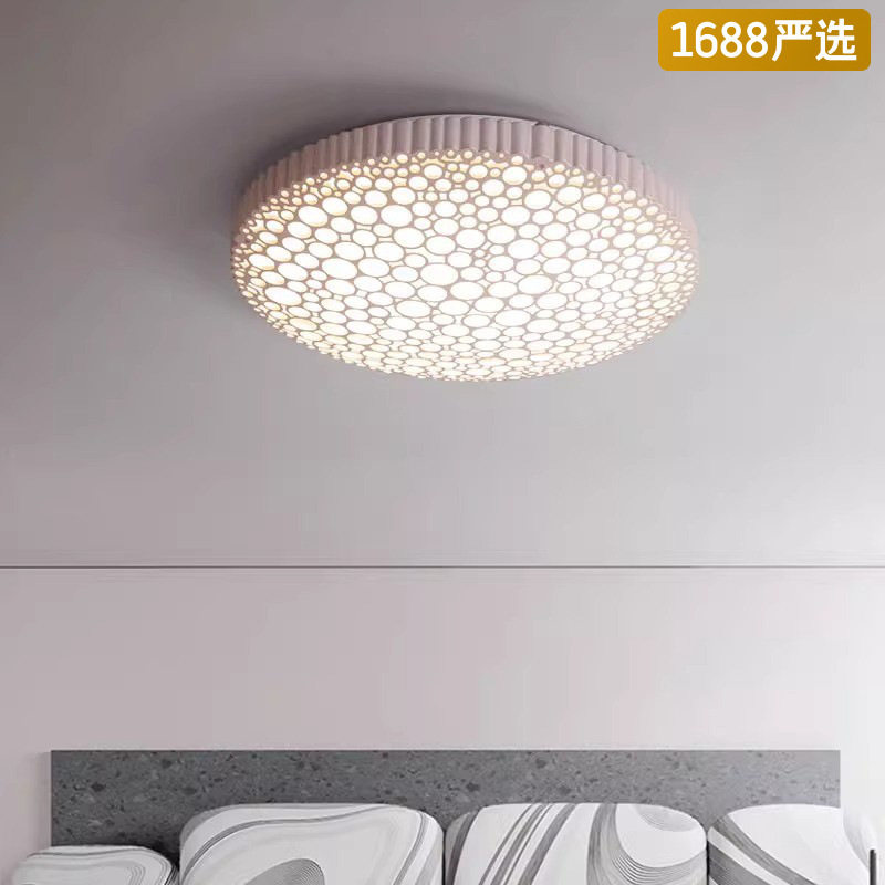【严选】吸顶灯意式简约蜂巢网格设计护眼led顶灯灯具主卧圆形灯