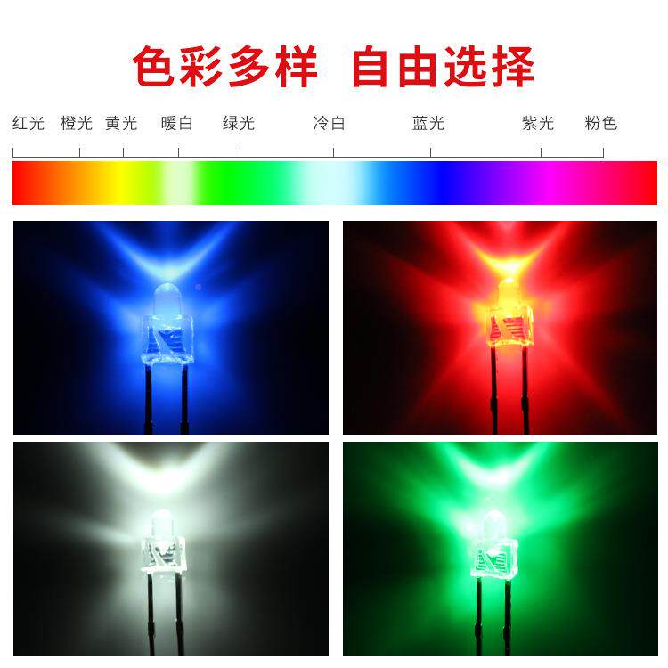 2mDm奶嘴型直插发光二极管F2明红绿白光长脚蓝LXFSE灯珠厂家直透