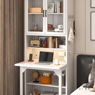 钢制折叠书桌书柜一体卧室电脑写字桌儿童学生学习书柜小户型书架