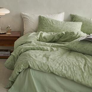 6棉AL7115690支三层纱纯色织大提单花四套全棉床被罩南通家纺床件