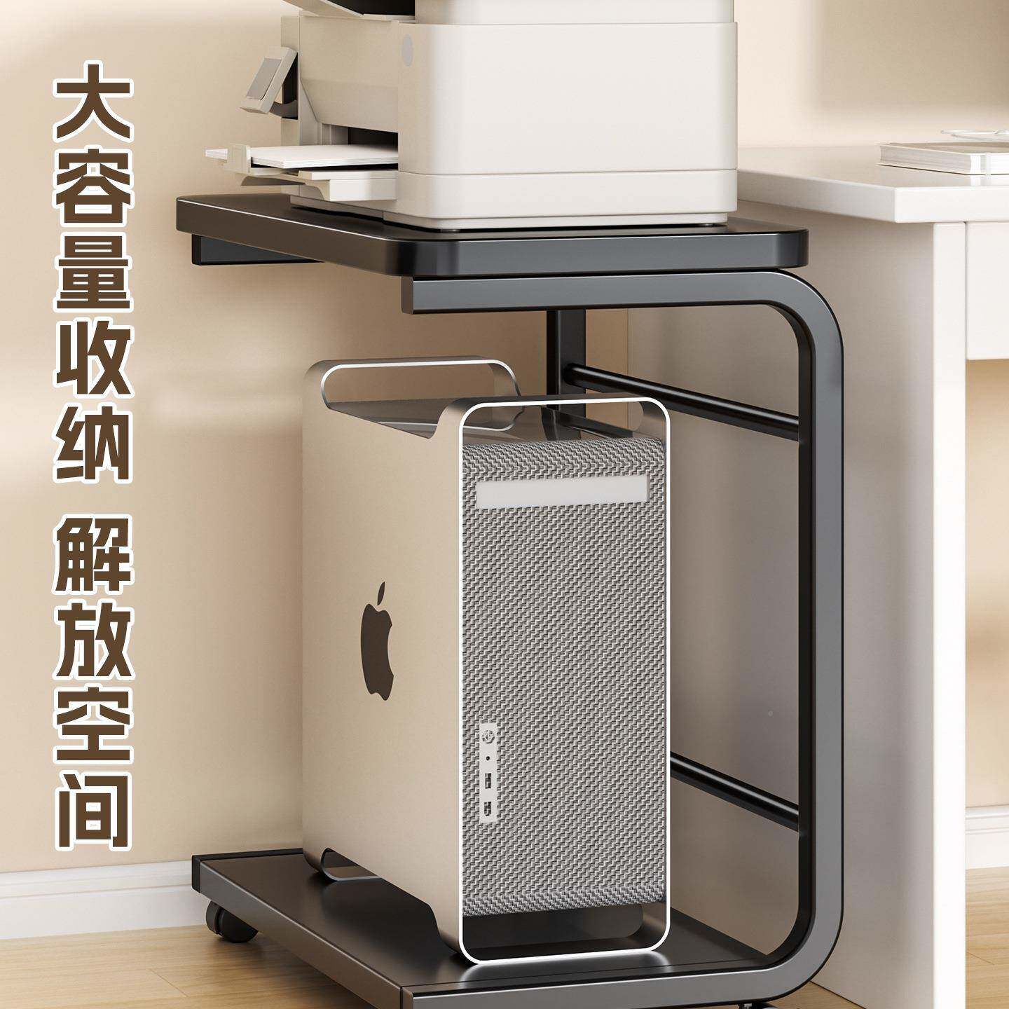 脑F998J587主机电箱托架两层带轮桌下台式机动收纳推车底座架移托