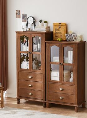 26237K实木客酒柜厅靠墙美式收纳物柜储斗柜玻璃柜展示柜家餐用餐