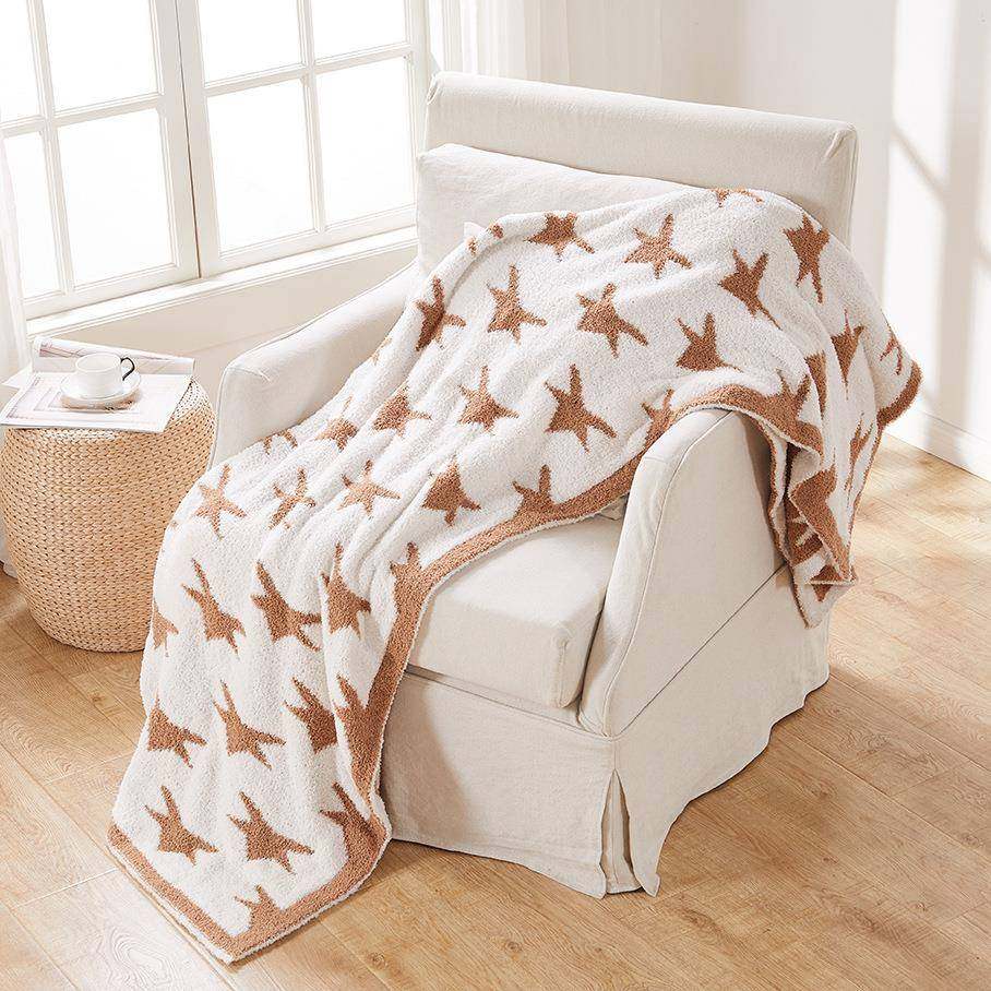 大洲半针边子绒毛毯星梭星毯子儿童毛毯织提花GUX毯子织毯几何毯