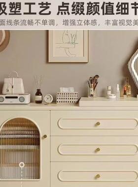 202一5新款奶油风床化妆桌卧室现KVN简约代头柜化妆台收纳柜体梳