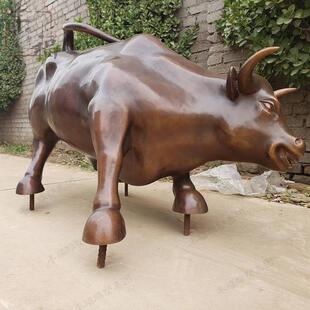 铜雕厂家 供应铸铜动物牛雕塑 大型铜牛雕塑铸黄铜华尔街牛摆件