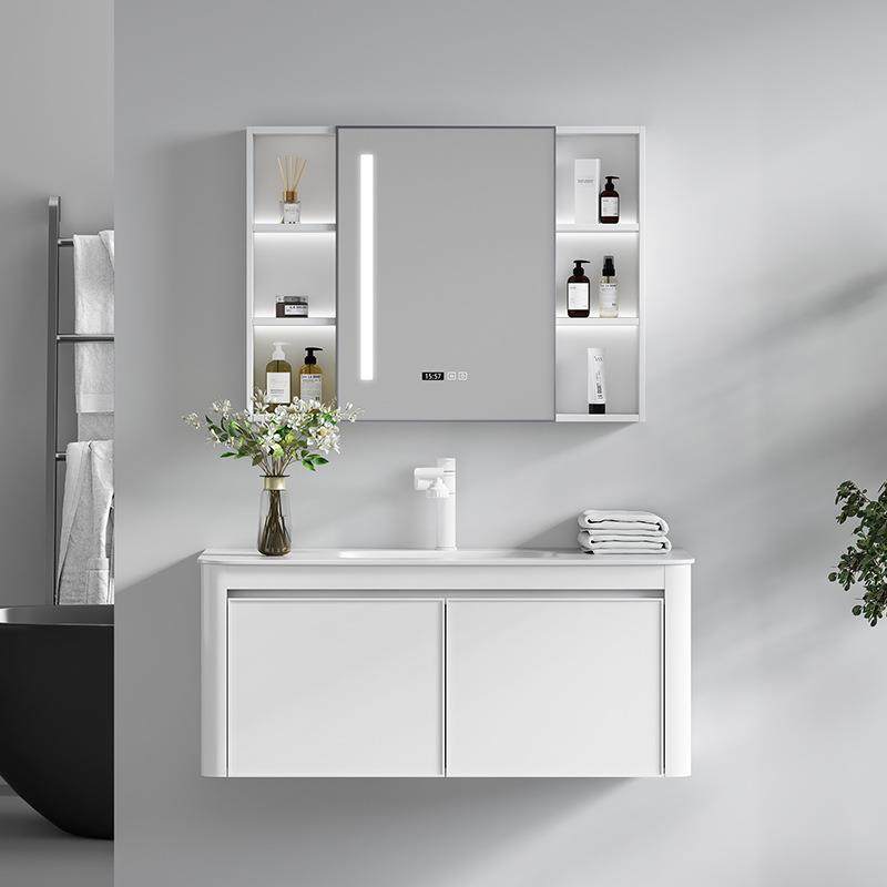 陶瓷一体盆白色浴室柜镜柜简约现代太空铝智能浴室柜组合套装,五金/工具,五金工具箱/五金收纳箱,淘宝优惠券,粉丝福利购,淘宝优惠卷
