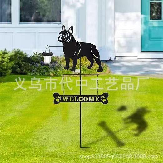 户外花园草坪装饰金属工艺品挂墙地插两用风向仪铁艺插件方向标