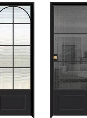 轻法式黑色复古卫生间玻璃门钛镁合金奶油风玻璃门2025年新款家用