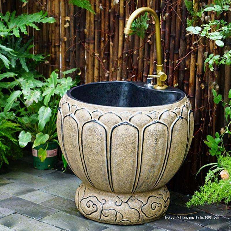 新中式户外立柱盆创意立柱式洗手台室外花园水槽阳台露台洗拖把池,鲜花速递/花卉仿真/绿植园艺,割草机/草坪机,淘宝优惠券,粉丝福利购,淘宝优惠卷