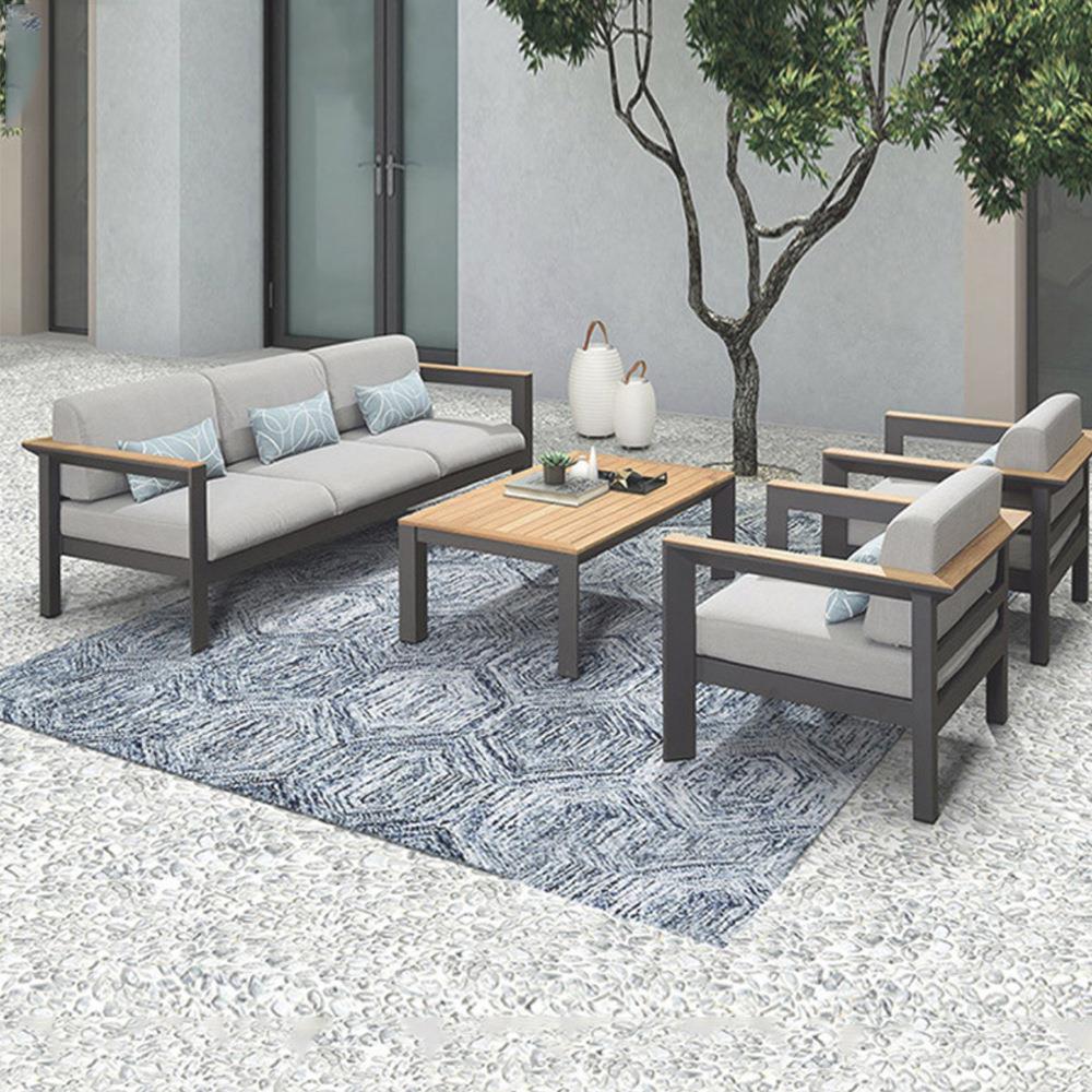 户外沙发柚木扶手铝合金休闲现代简约设计家具酒店室外客厅花园