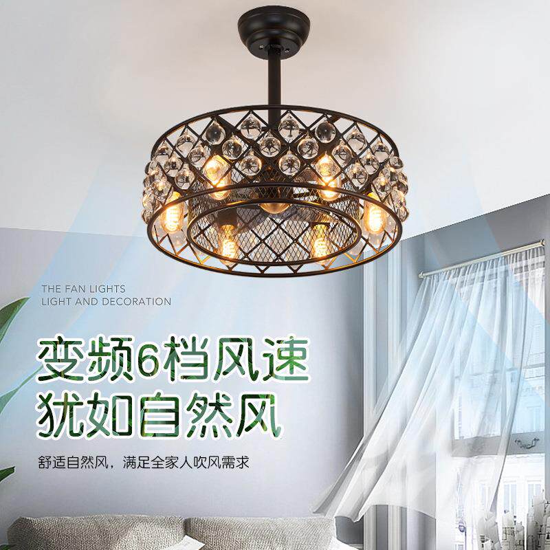 美式复古工业约灯笼扇灯吊静1201-哑境音客厅卧室书房餐厅简风扇