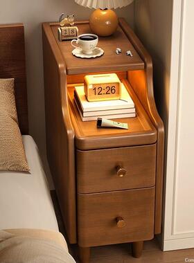 卧室实带木多层床头HXX柜新款小型2cm30公分超窄感应0灯床头柜灯