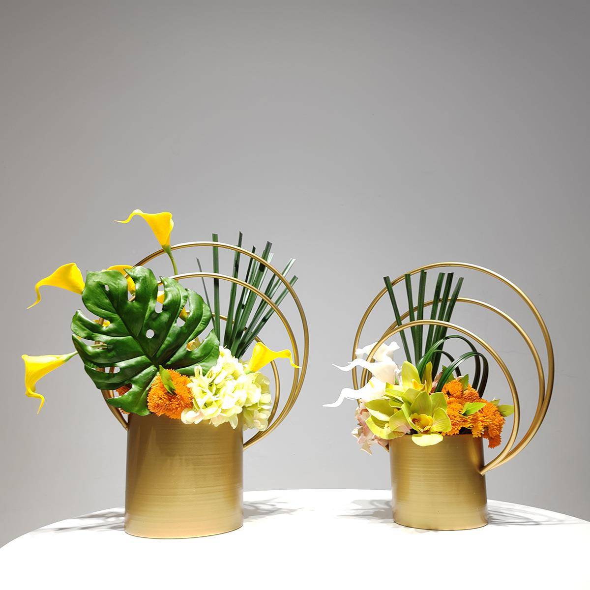 客841现花卉植物假花厅茶几桌会客室装饰品欧式轻餐奢仿真花艺代