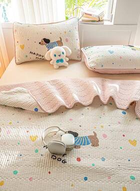 A类纯棉双面盖单床件滑四季通用100全棉榻榻米夹EWQ棉防单人床单