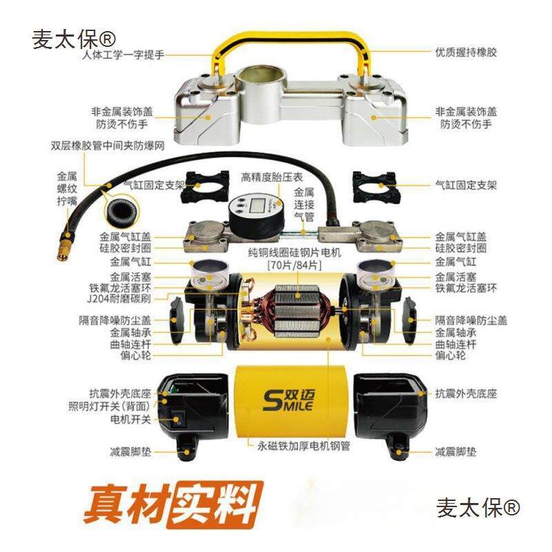车充泵便携式车用轮胎双缸高气压太大功率电动汽车打气698泵载12